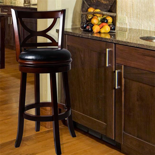 Lavish Home 75-PB29W Swivel Wood Bar Stool with Back, Dark Wood Finish