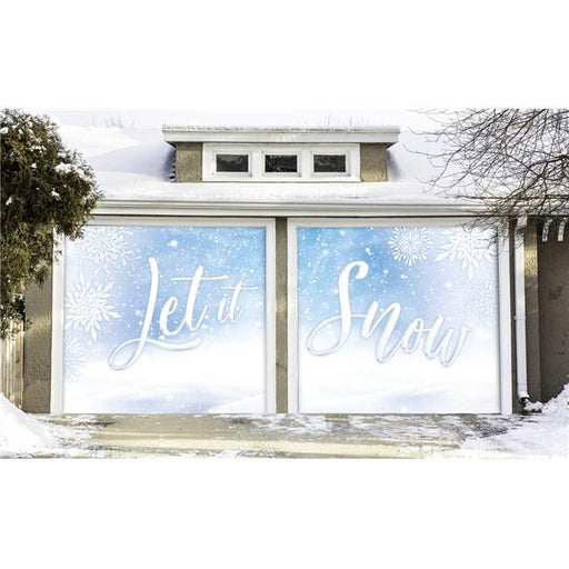 My Door Decor 285901XMAS-027 7 x 8 ft. Let It Snow Christmas Door Mural Sign Split Car Garage Banner Decor&#44; Multi Color