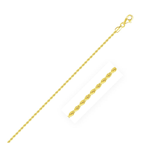 2 mm 10k Yellow Gold Solid Diamond Cut Rope Bracelet - Size 7 in.