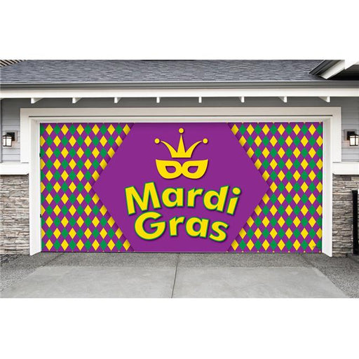 My Door Decor 285905MRDG-004 7 x 16 ft. Diamonds Mardi Gras Door Mural Sign Car Garage Banner Decor&#44; Multi Color