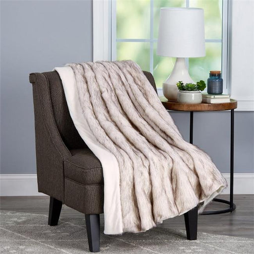 LHC 66-Throw032 Faux Fur Throw - 60 x 70 in. - Pearl White