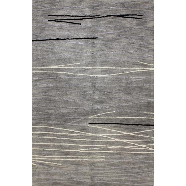 Bashian R129-GY-2.6X8-HG238 Greenwich Collection Abstract Contemporary Wool & Viscose Hand Tufted Area Rug&#44; Grey - 2 ft. 6 in. x 8 ft.