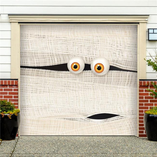 My Door Decor 285903HALL-006 7 x 8 ft. Halloween Mummy Face Halloween Door Mural Sign Car Garage Banner Decor&#44; Multi Color