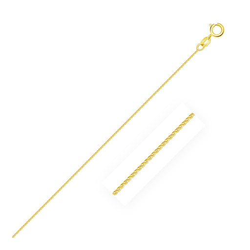14k Yellow Gold Diamond Cut Round Wheat Chain&#44; 0.6 mm - Size 18 in.