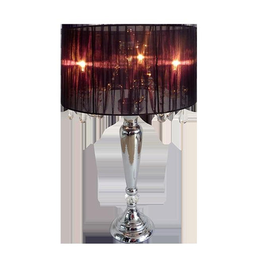 Trendy Sheer Shade Table Lamp with Hanging Crystals - Black