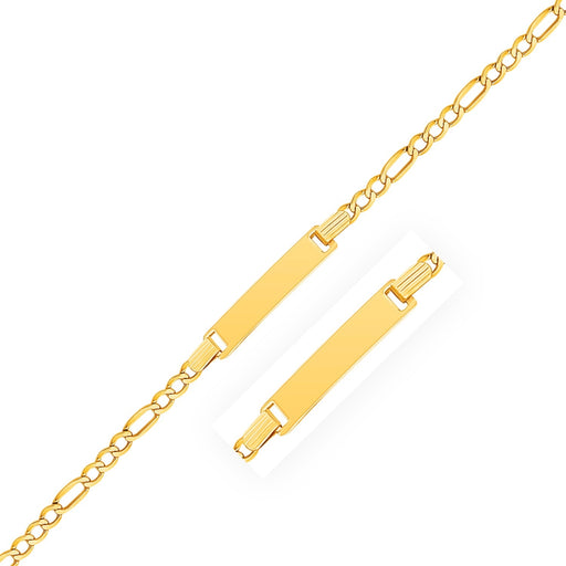 14k Yellow Gold Figaro Link Childrens ID Bracelet - Size 6 in.