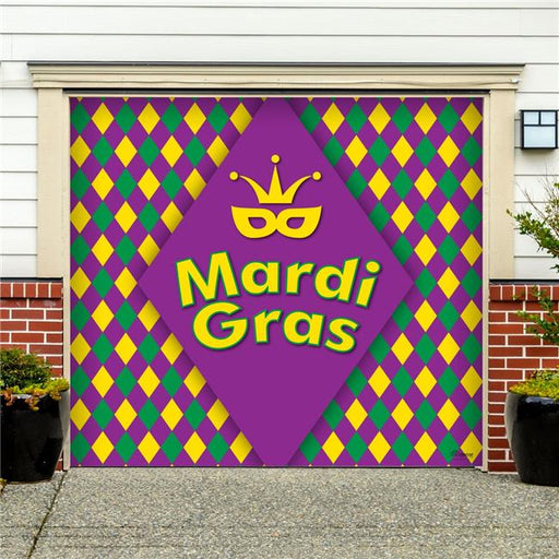 My Door Decor 285903MRDG-004 7 x 8 ft. Diamonds Mardi Gras Door Mural Sign Car Garage Banner Decor&#44; Multi Color