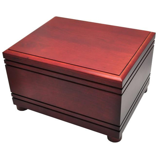 Cherry Finish Grooved Horizontal Wood Box Urn