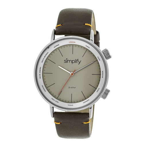 Simplify 3304 The 3300 Unisex Dark Brown Leather Watch with Grey Dial Analog Display&#44; Silver & Circle Shaped Case
