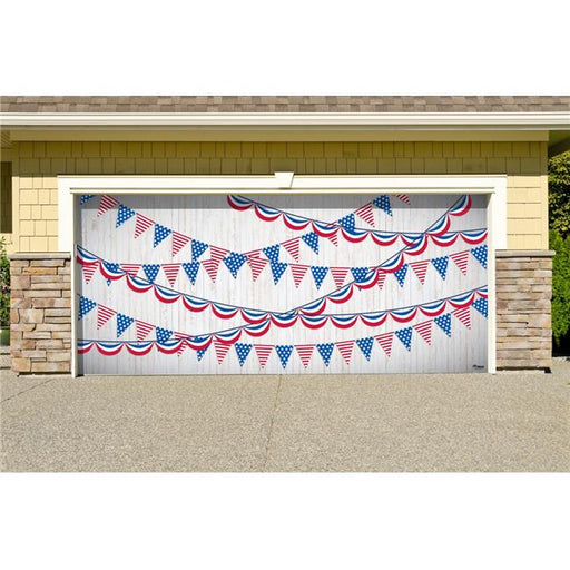 My Door Decor 285905PATR-012 7 x 16 ft. Patriotic Pennants Patriotic Door Mural Sign Car Garage Banner Decor&#44; Multi Color