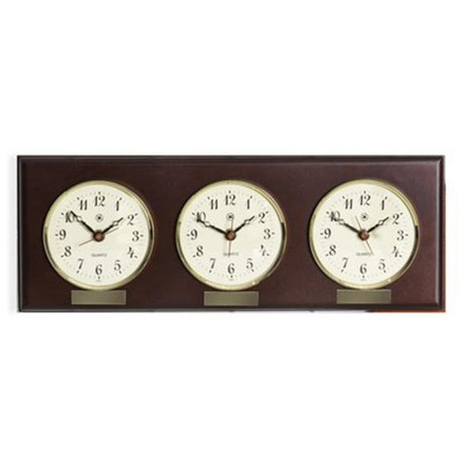 Bey-Berk International WS215 Brass Triple Quartz Clock - Mahogany