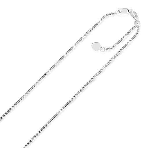14k White Gold Adjustable Popcorn Chain&#44; 1.3 mm - Size 22 in.
