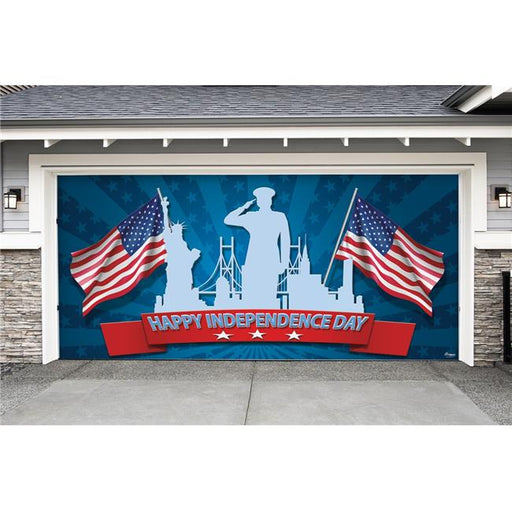 My Door Decor 285905PATR-003 7 x16 ft. Happy Independence Day Outdoor Patriotic Door Mural Sign Banner Decor&#44; Multi Color