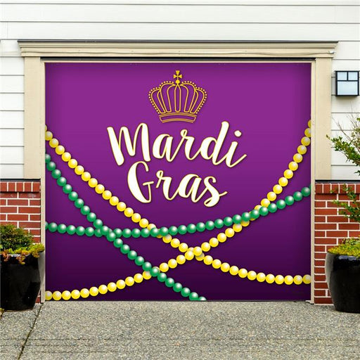 My Door Decor 285903MRDG-002 7 x 8 ft. Beads Mardi Gras Door Mural Sign Car Garage Banner Decor&#44; Multi Color