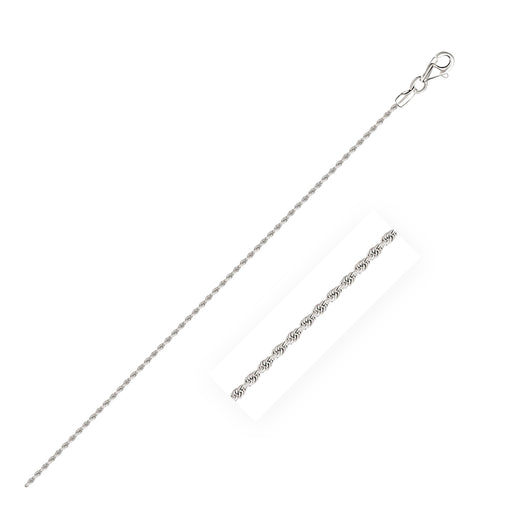 14k White Gold Solid Diamond Cut Rope Chain&#44; 1.5 mm - Size 22 in.