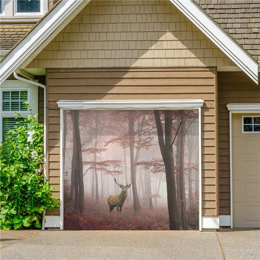 My Door Decor 285903NATR-001 7 x 8 ft. Deer in the Woods Nature Door Mural Sign Car Garage Banner Decor&#44; Multi Color
