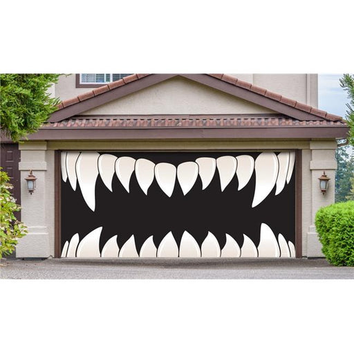 My Door Decor 285905HALL-016 7 x 16 ft. Happy Halloween Skeletons Halloween Door Mural Sign Car Garage Banner Decor&#44; Multi Color