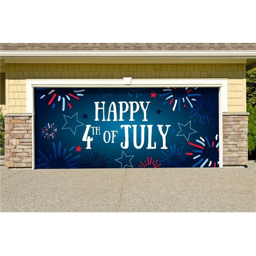 My Door Decor 285905PATR-008 7 x 16 ft. Fireworks Happy 4th of July Patriotic Door Mural Sign Car Garage Banner Decor&#44; Multi Color