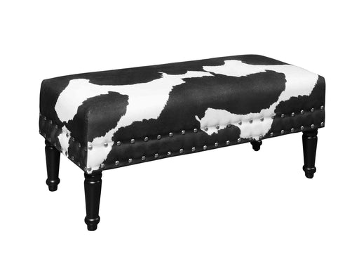 Faux Cowhide Bench with Nailheads