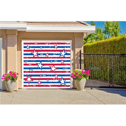 My Door Decor 285903PATR-013 7 x 8 ft. Stars & Stripes Patriotic Door Mural Sign Car Garage Banner Decor&#44; Multi Color