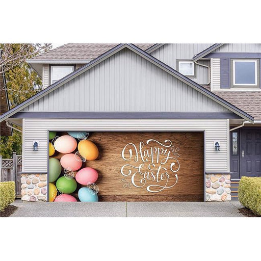 My Door Decor 285905EAST-003 7 x 16 ft. Happy Easter Bunny Basket Holiday Door Mural Sign Car Garage Banner Decor&#44; Multi Color