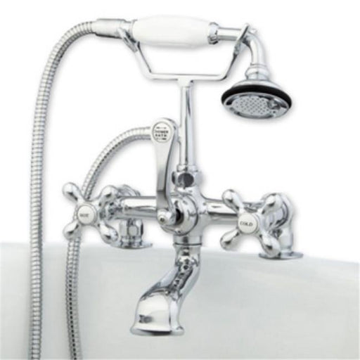 Clawfoot Tub Deck Mount Brass Faucet&#44; Brushed Nickel