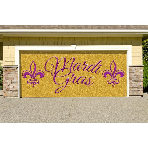 My Door Decor 285905MRDG-003 7 x 16 ft. Gold Glitter Mardi Gras Door Mural Sign Car Garage Banner Decor&#44; Multi Color