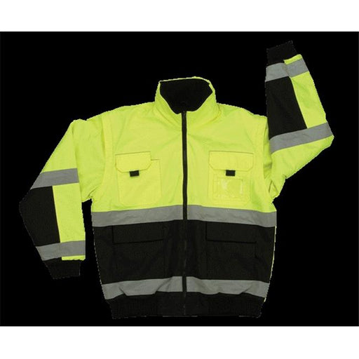 2W 350C-3 3XL Class 3 Reversible Bomber Jacket - Black & Lime&#44; 3 Extra Large