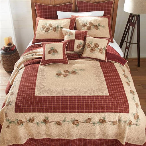 American Heritage Textiles Z80106 91 x 91 in. Pine Lodge 3 Piece Cotton Quilt Set&#44; Multi Color - Queen Size
