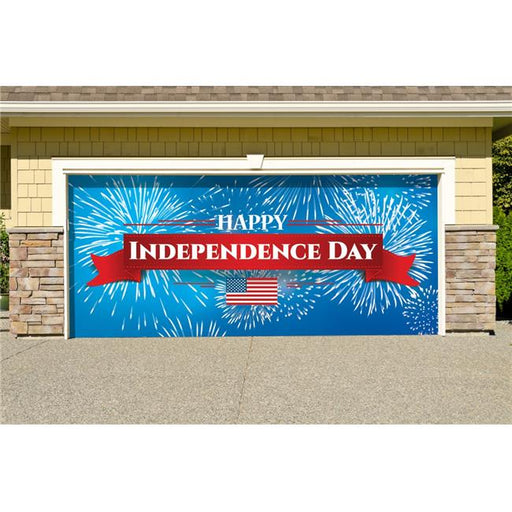 My Door Decor 285905PATR-010 7 x 16 ft. Fireworks Happy Independence Day Patriotic Door Mural Sign Car Garage Banner Decor&#44; Multi Color