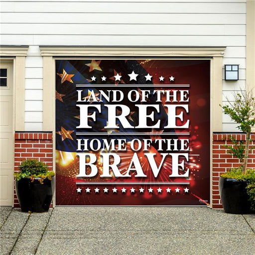 My Door Decor 285903PATR-001 7 x 8 ft. Land of the Free Patriotic Door Mural Sign Banner Decor&#44; Multi Color