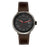 Simplify SIM7106 The 7100 Leather-Band Watch with Date&#44; Dark Brown & Red