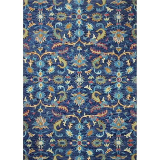 Bashian R131-NV-76X96-AL110 Bashian Valencia Collection Floral Transitional 100 Percent Wool Hand Tufted Area Rug&#44; Navy - 7 ft. 6 in. x 9 ft. 6 in.