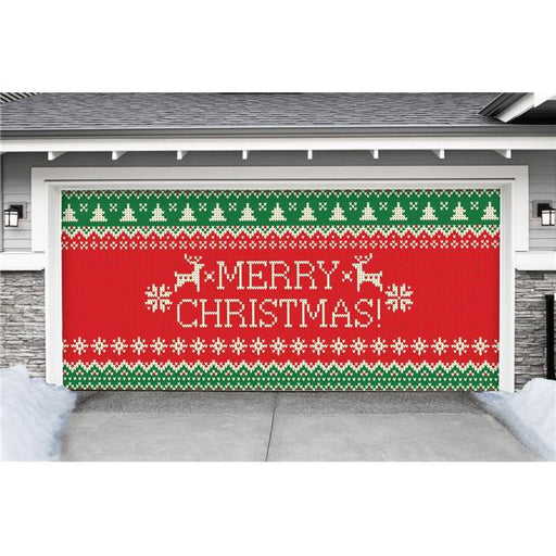My Door Decor 285905XMAS-019 7 x 16 ft. Ugly Christmas Sweater Merry Christmas Christmas Door Mural Sign Car Garage Banner Decor&#44; Multi Color