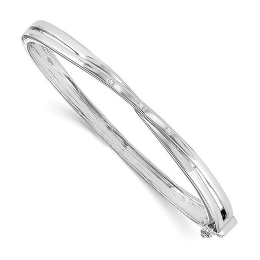 Primal Silver Sterling Silver 0.03 Cttw Diamond Crossover Bangle Bracelet