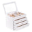 Bey-Berk International BB684WHT White Wood Jewelry Case with 3 Drawers &amp; Glass See-Thru Top