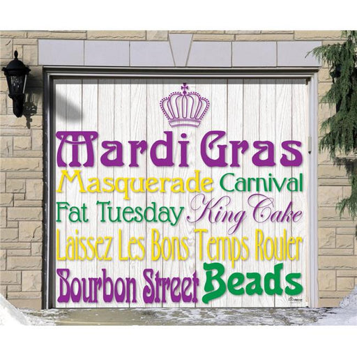 My Door Decor 285903MRDG-005 7 x 8 ft. Words Mardi Gras Door Mural Sign Car Garage Banner Decor&#44; Multi Color