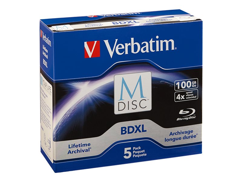 Verbatim VER98913 M-Disc BDXL 100GB With Branded Surface&#44; Jewel Case Box