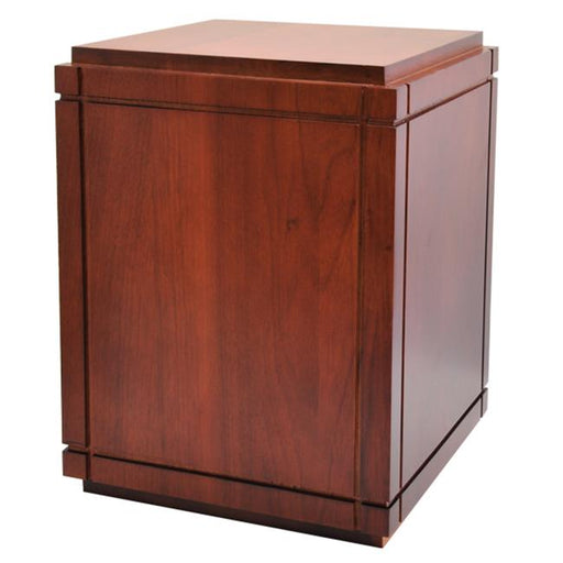 Cherry Finish Grooved Vertical Wood Box Urn