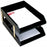 Dacasso  Leather Double Legal Trays with Gold Posts - Classic Black