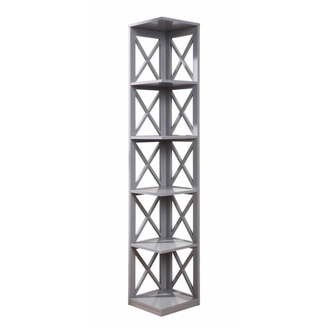 Oxford 5 Tier Corner Bookcase&#44; Gray