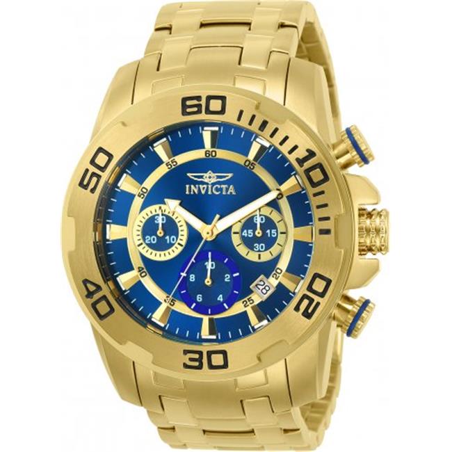 Invicta 22321 Mens Pro Diver Quartz Chronograph Blue Dial Watch with Black&#44; White & Red Bezel