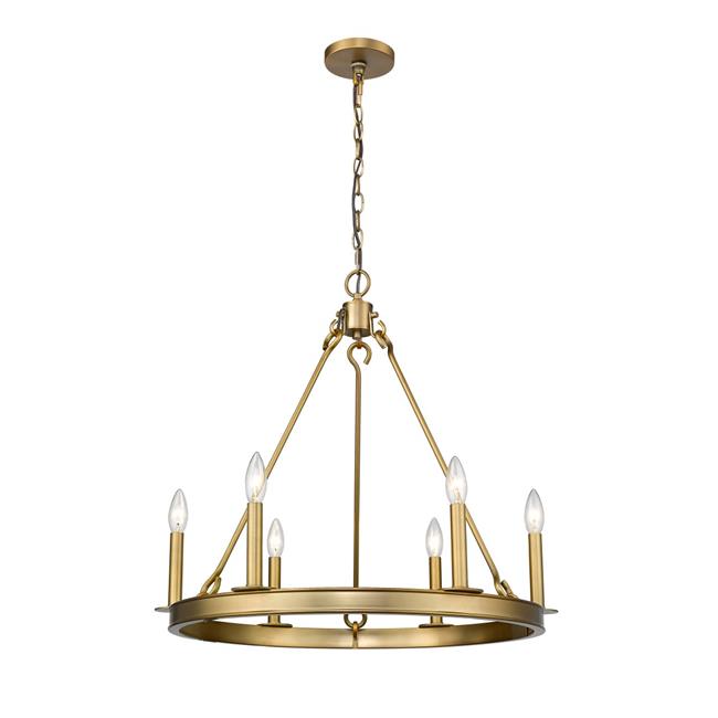 Z Lite 482R-6OBR 25 in. Barclay 6 Light Olde Brass Chandelier Ceiling Light