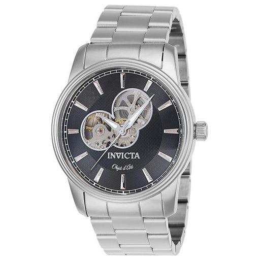 Invicta 27559 Mens Objet D Art Automatic 3 Hand Black Dial Watch with Steel Tone