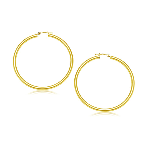 14k Yellow Gold Polished Hoop Earrings - 30 mm