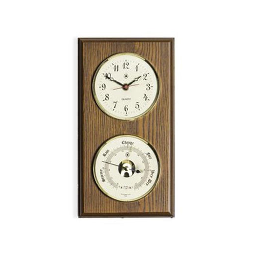 Bey-Berk International WS112 Quartz Clock &amp; Barometer on Oak Wood