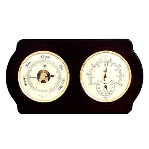 Bey-Berk International WS411 Brass Quartz Clock Barometer &amp; Thermometer with Hygrometer - Ash Wood