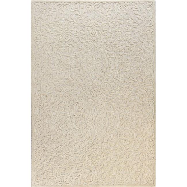 Bashian R130-IV-76X96-LC140 Bashian Verona Collection Floral Transitional 100 Percent Wool Hand Tufted Area Rug&#44; Ivory - 7 ft. 6 in. x 9 ft. 6 in.