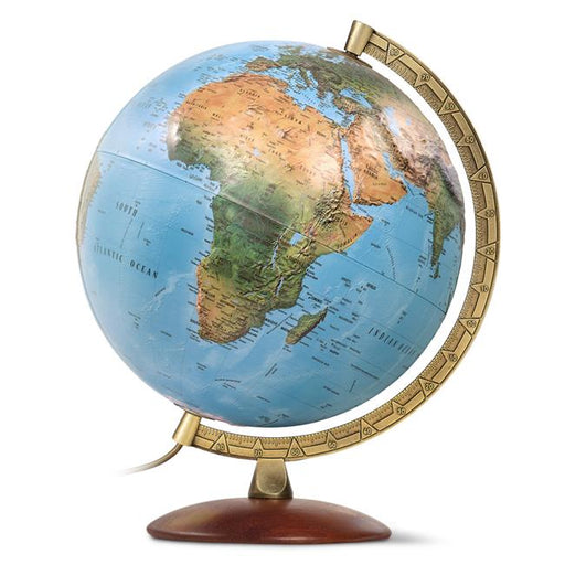 Waypoint Geographic WP21107 12 in. Dia. Wood Base Primus Relief Globe - Blue