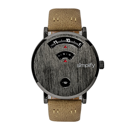 Simplify SIM7005 Unisex The 7000 Casual Analog Leather Band Watch - Gunmetal&#44; Brown & Black